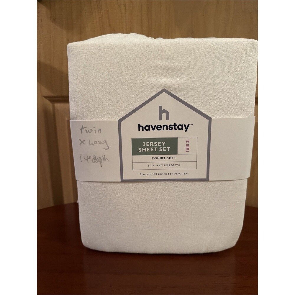 Twin XL Jersey Knit Sheet Set (white). New in Original Packaging. Fast Shipping!